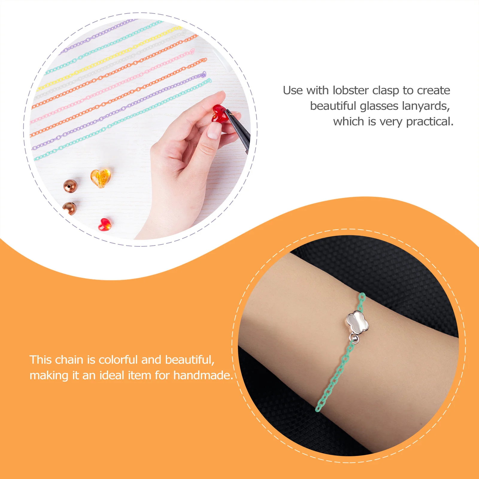 

10Pcs Plastic Chains Colorful Curb Chains for DIY Jewelry Making Supplies Gifts Craft Plastic Cable Chain Links Lanyard Use