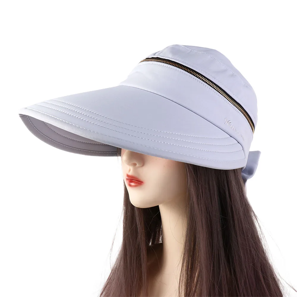

Summer Foldable Big Brim Travel Solid Color Ladies Empty Top Bucket Hat Removable Sun Hat Fisherman Hat Women Cap