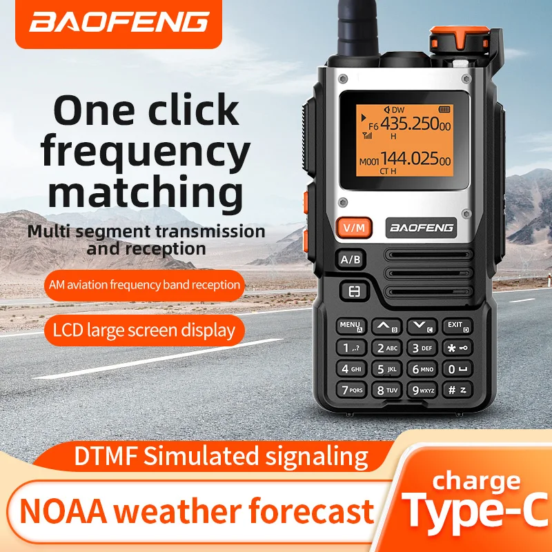 

Baofeng UV-K61 walkie talkie 10W radio Airband 999channels weather alarm UHF VHF type-C charging DTMF FM NOAA encoder wireless