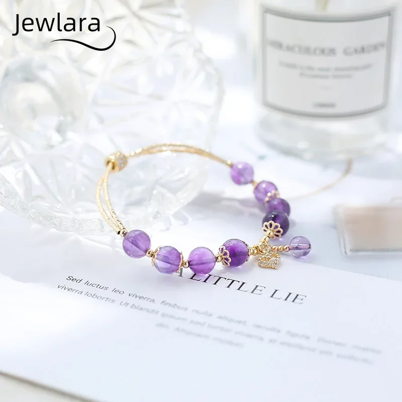 JEWLARA Jewelry Natural Amethyst Bracelet, Amethyst Single Ring Bracelet, Amethyst Bracelet, Accessories.