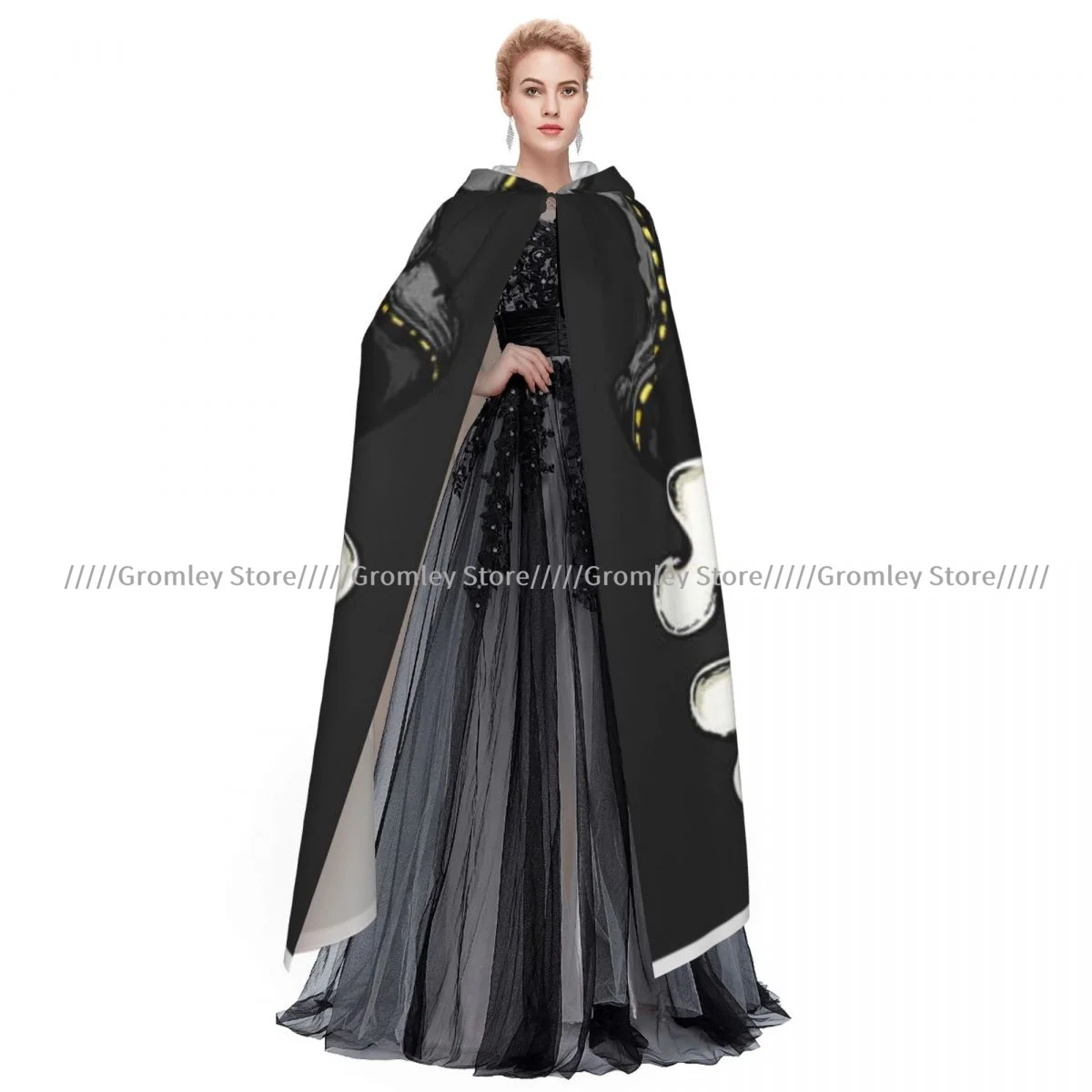 الكبار خمر القراصنة الجمجمة موضوع عباءة كيب مقنعين القرون الوسطى زي الساحرة ويكا مصاص دماء هالوين فستان مُصمم حسب الطلب معطف #5