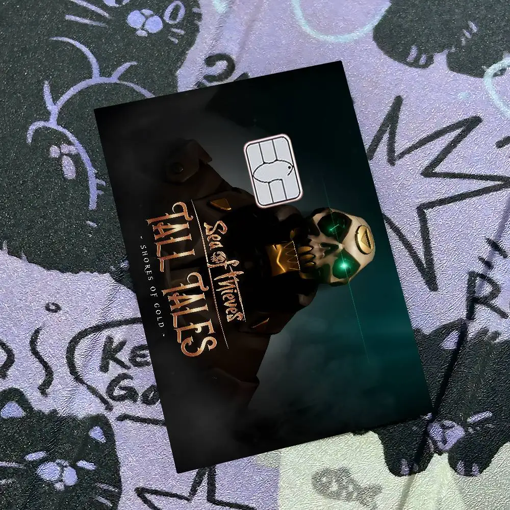 شريط لاصق من الجلد لشعار S-Sea Of T-Thieves لبطاقة الخصم الائتمانية البنكية وملصقات حماية بطاقة الائتمان الشخصية