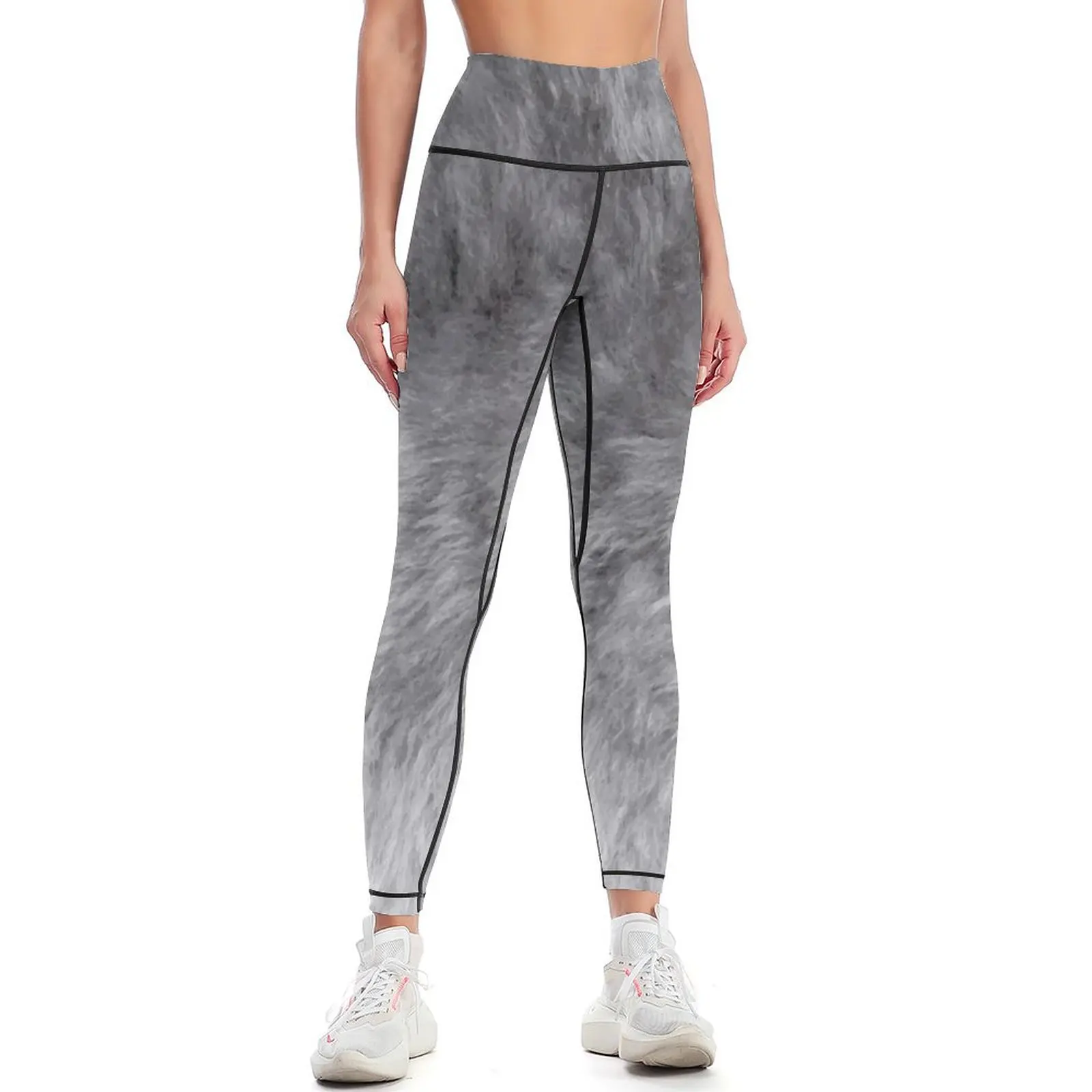 Leggings con abrigo de piel gris para mujer, ropa de gimnasio, pantalones deportivos, Leggings