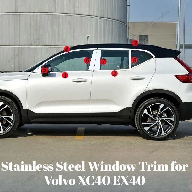 Stainless Steel Window Trim Molding,Electroplated Exterior Modification Decorative Strips Specially for Volvo XC40 EX402023-2026