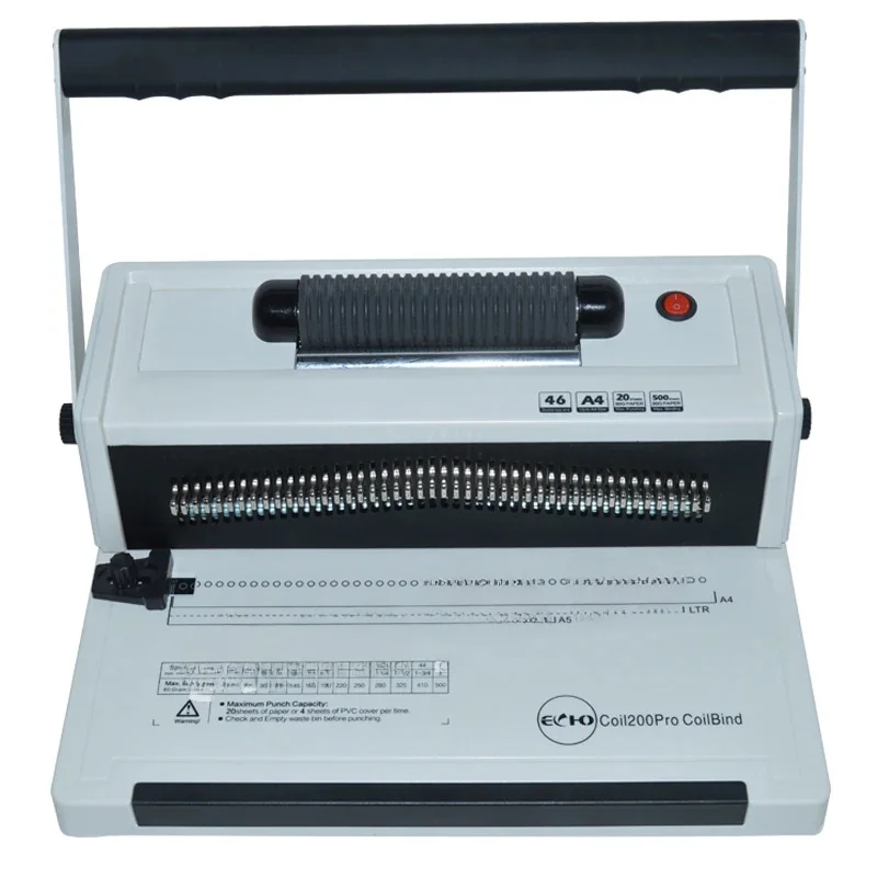 Электрическая переплетная машина Coil200Pro, спиральный переплет для офисных документов, оборудование для перфорации текста, бумага А4