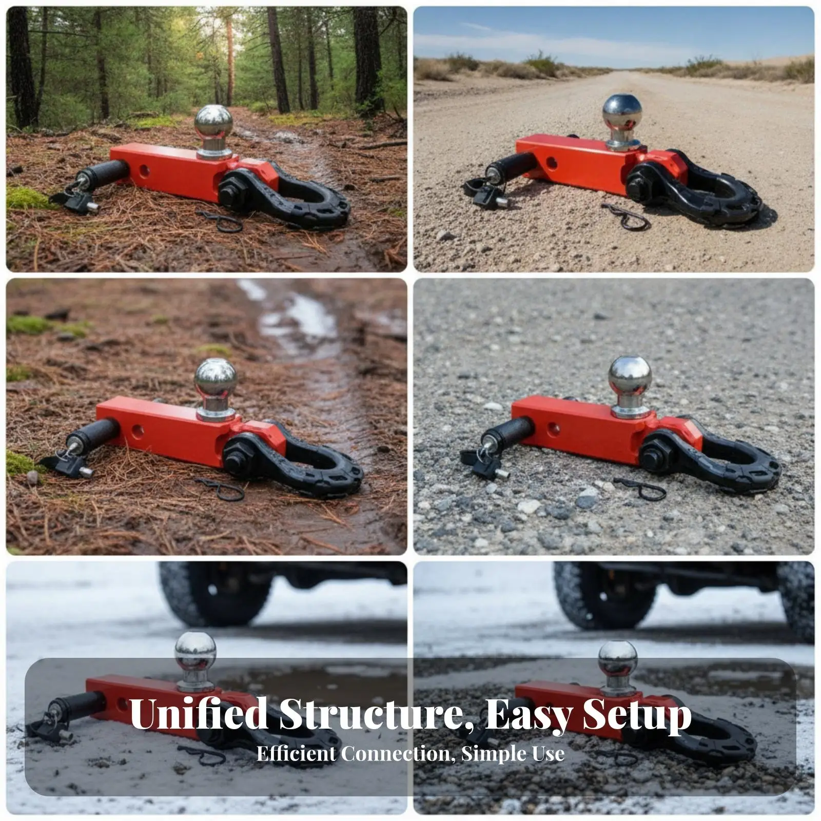 Vehicle Trailer Hitch Compact Rectangular Arm 50 Mm Tow Ball Unified Shackle Adapter for Towing Tasks view 3