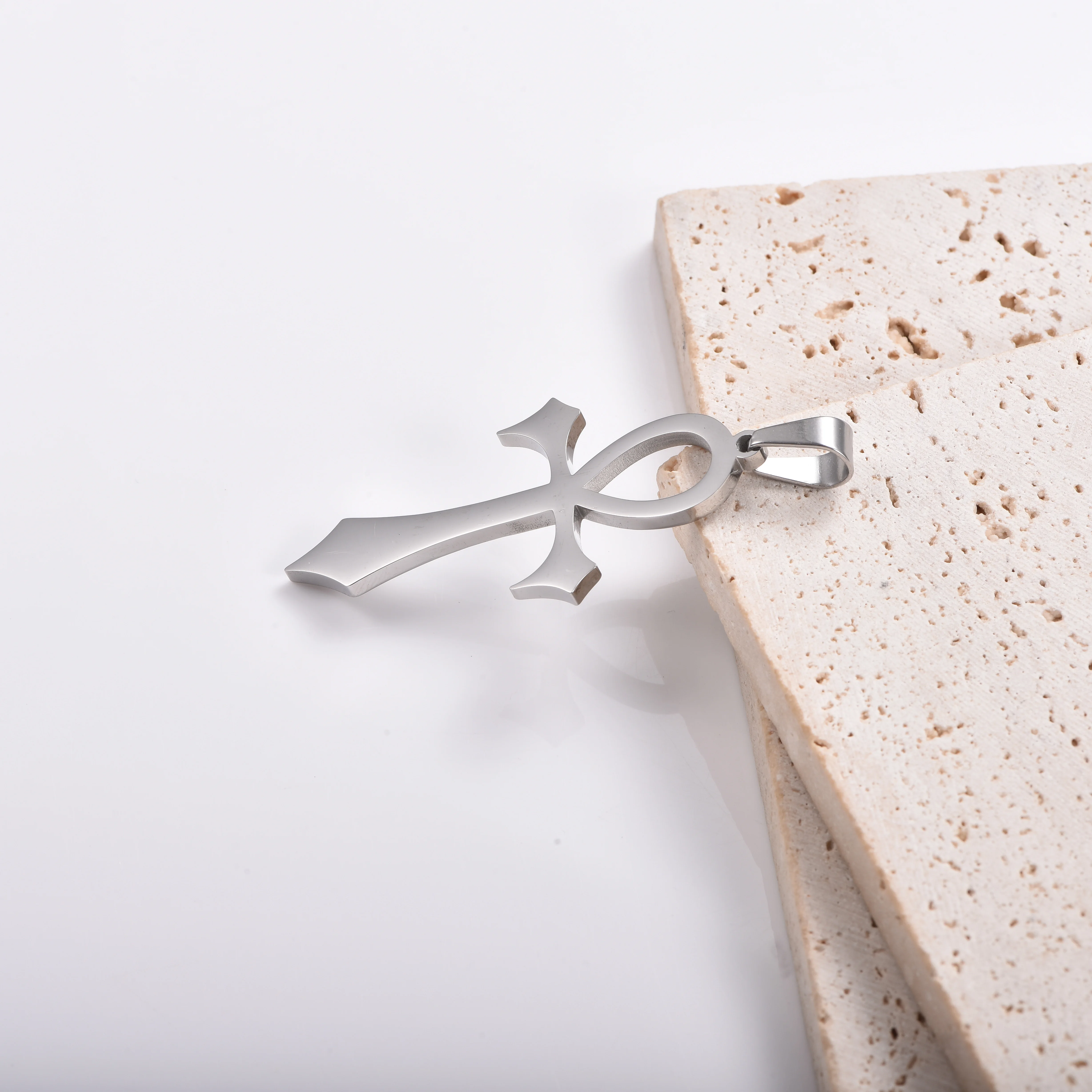 Ankh-Kreuz-Anhänger Wasserdichter Edelstahl-Symbol-Schmuck Hip-Hop-Punk-Stil – Detail 6