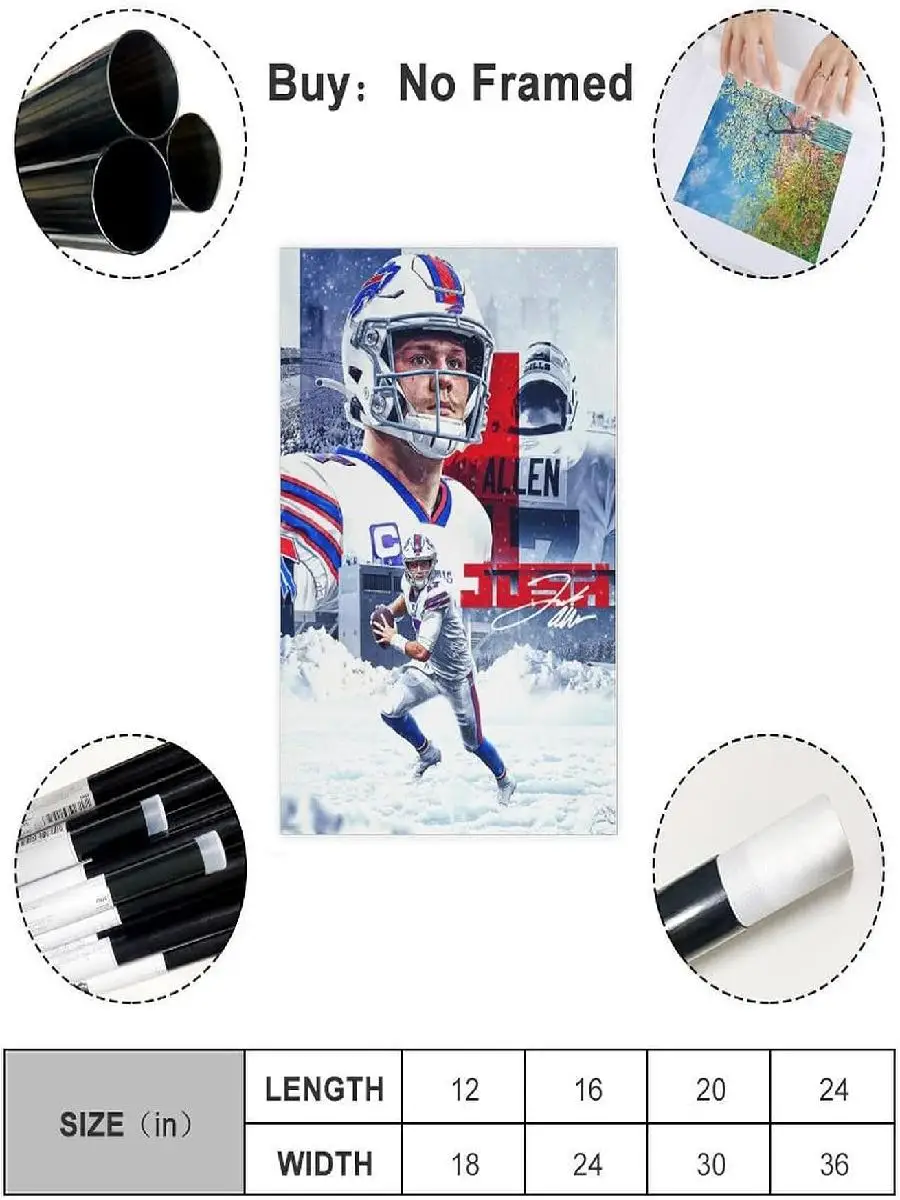 Josh Allen Canvas Poster xinch  Sports Celebrity Wall Art Decor for Living Room  Bedroom