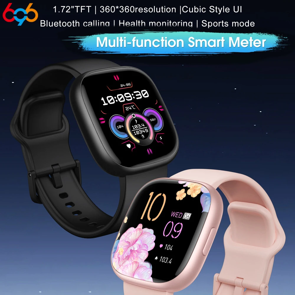 

Outdoor Multi-function Smartwatch Women Men Sports 1ATM Waterproof Cubic Style Ul Blue Tooth Call Smart Watch Health Monitoring