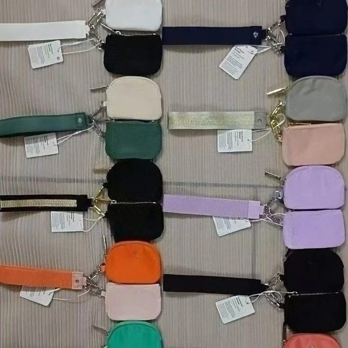 Lemon New Dual Key Pouch Wristlet Clutch Bag Designer Wallet Purse Cardholder Coin Purses Keychain Nylon Canvas Wallets