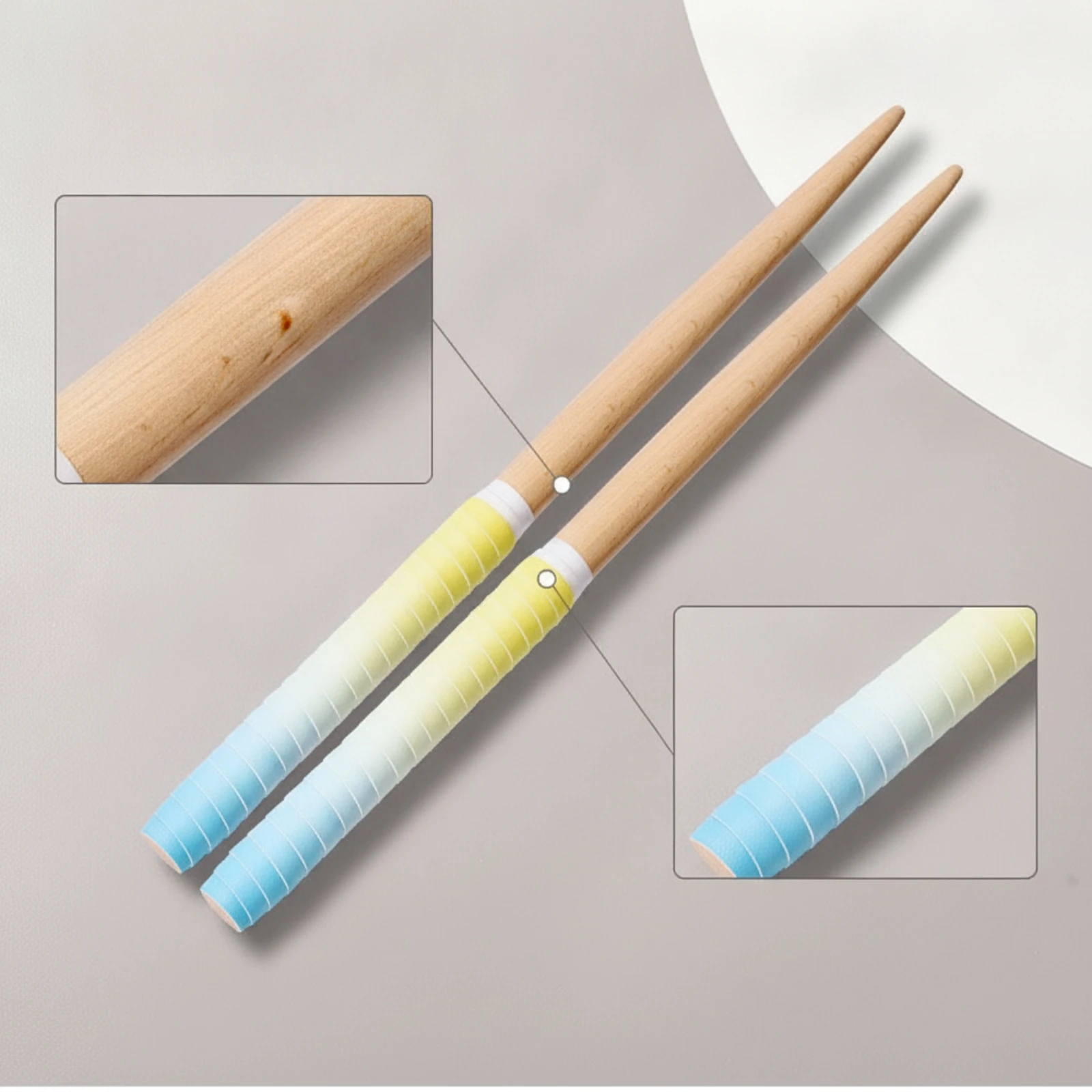 Taiko Sticks with Grips Tapered Maibachi Taiko Drumsticks Beech Wood Drumsticks Traditional Sturdy for Drummers, Rhythm Games