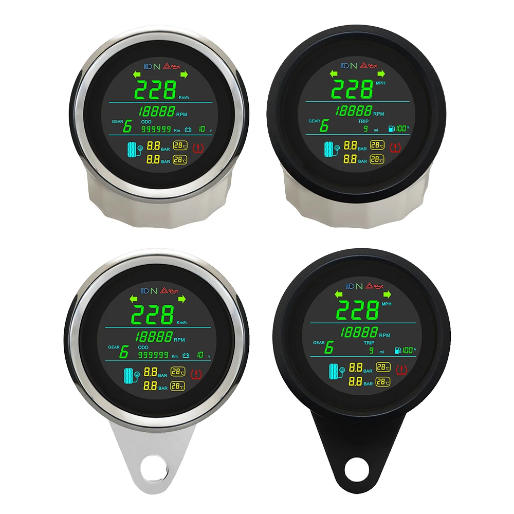 

ELING 85mm Speedometer Odometer Digital GPS RPM Voltmeter Fuel Level with Tire Pressure Temperature Alarm for Motorcycle