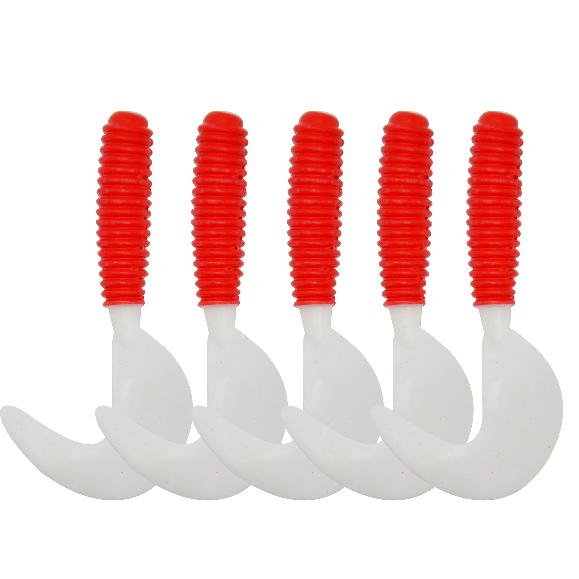 Natürlicher Lockstoff, Wurm, rot, weiß, Schwänze, Grub, Angelköder, weicher Köder, 7,5 cm/3,7 g, Fischbiss, echter Sens – Detail 2