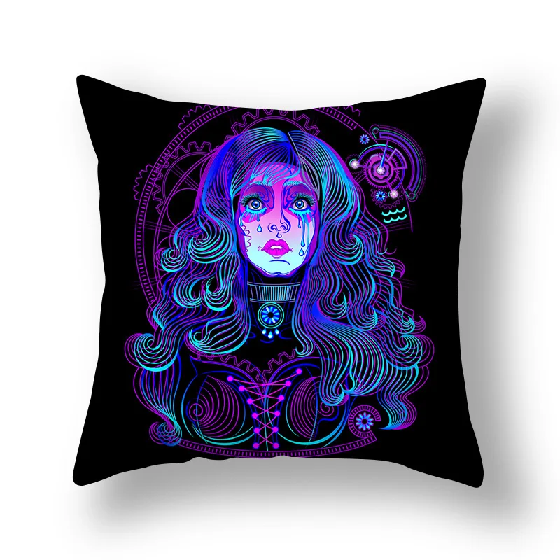 Purple Blue Pattern Twelve Constellations Pillowcase HD Sci-fi Effect Zodiac Cushion Cover For Car Sofa Home Decor Pillow Case