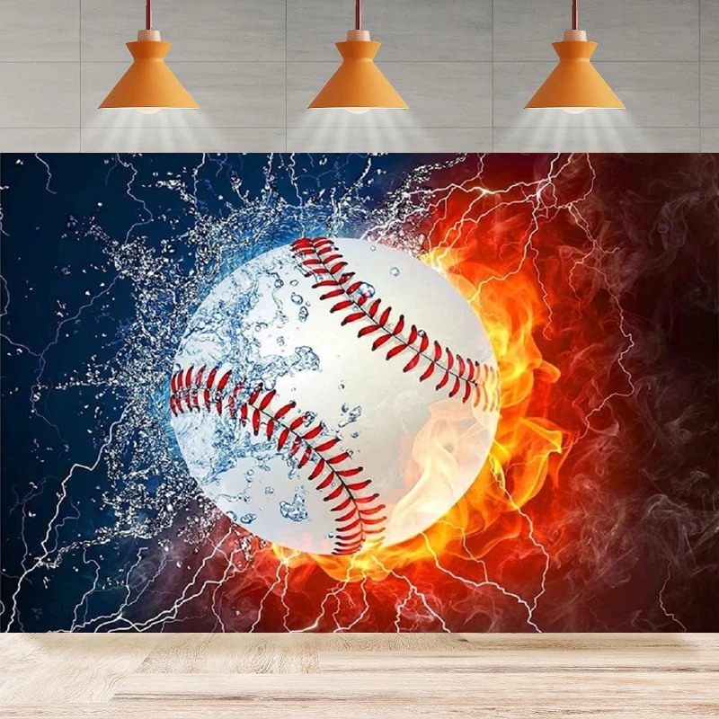 

Ice and Fire Sports Photography Backdrop For Fans Party Intense Baseball Ice and Fire Contest Background Party Decoration Banner