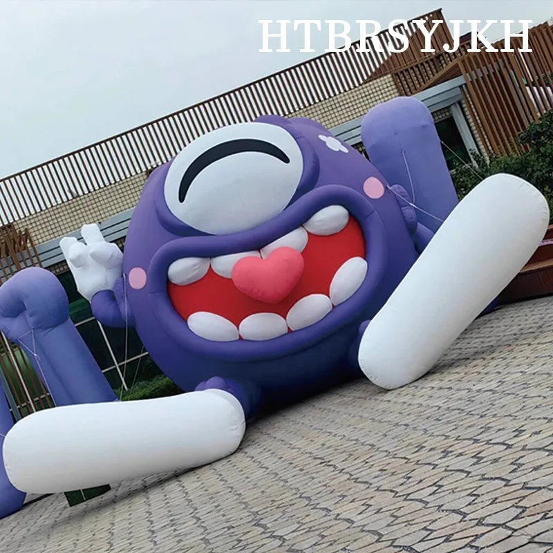 Aufblasbares Monster mit lächelndem Gesicht, kreatives Luftmodell, mit Gebläse, Outdoor-Quadrat und Dekoration für Einkaufszentrenaktivitäten