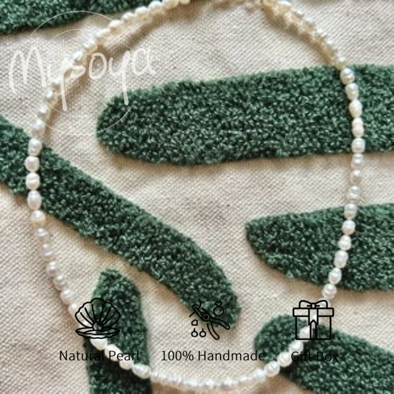 

MYSOYA White Rice Threaded Freshwater Pearl Necklace 6-7mm With Gift Box, For Her/Him, Birthday/WeddIng/Christmas/New Year