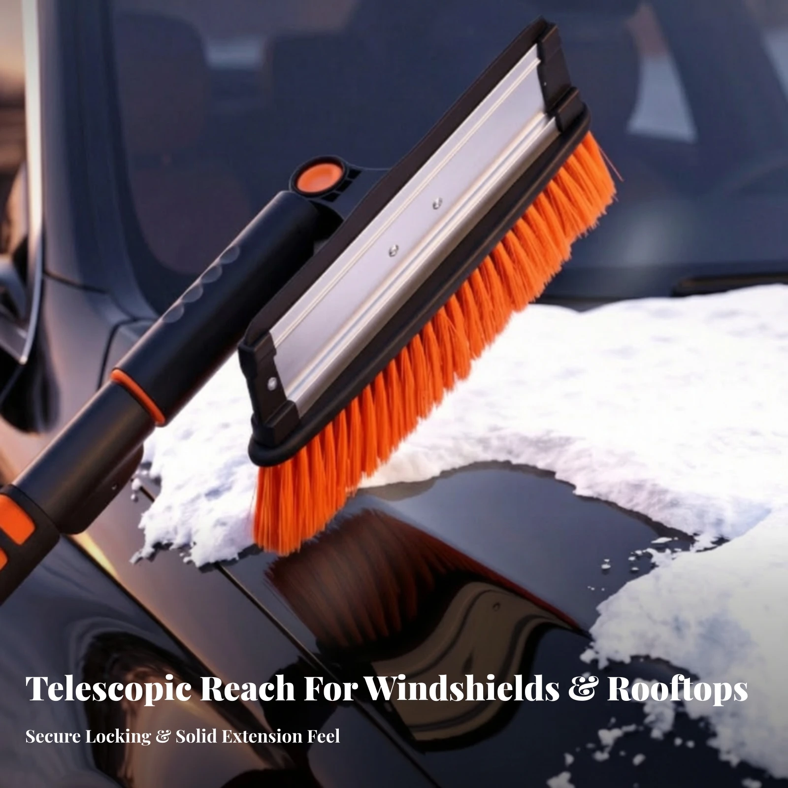 Telescopic Snow Brush with Ice Scraper Rotating Car Snow Removal Tool Versatile Sturdy for Drivers, Windshield, Winter
