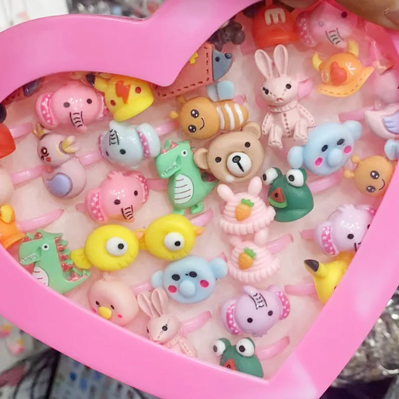 10pcs Lovely Cartoon Animals Children Ring Sets Send Randomly Wholesale Colorful Fashion Finger Jewelry