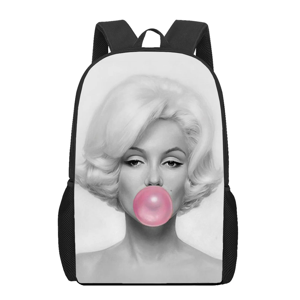 Marilyn Monroe Kinder-Schultaschen, 3D-gedruckte Büchertasche, Herren, 40,6 cm, Rucksack für Teenager, Jungen, Kindergarten-Rucksack, Kinder-Mochila