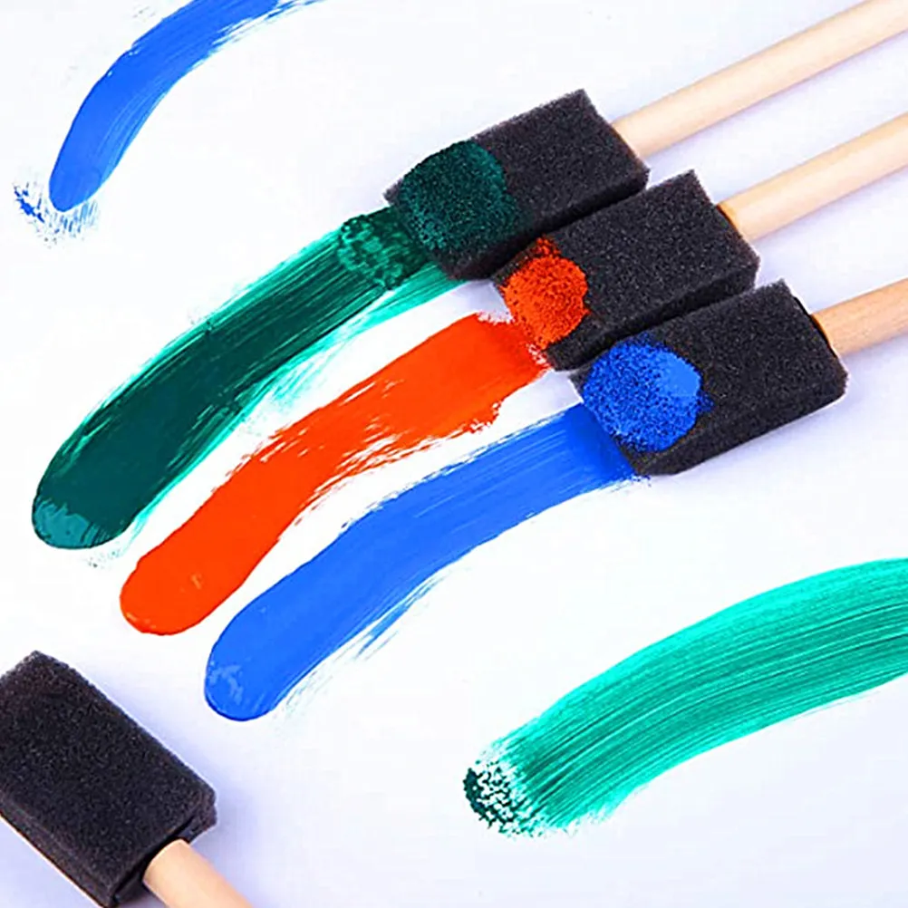 40Pcs Wooden Handle Sponge Brush Lightweight Foam Paint Brushes for DIY Painting Crafts Art Supplies for Acrylic Oil