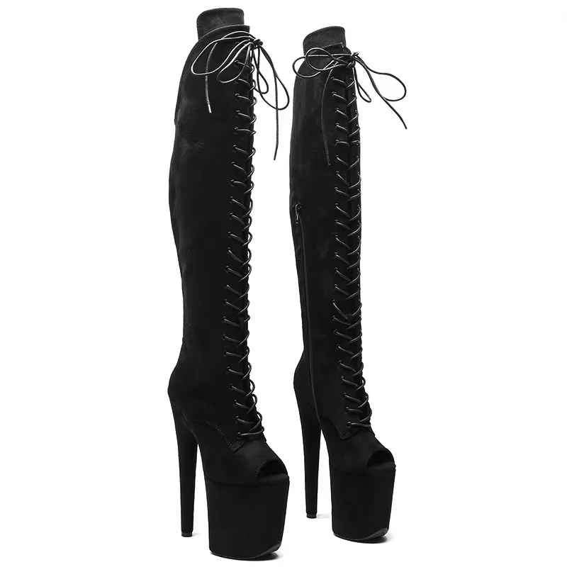 LAIJIANJINXIA New 20CM/8Inch Suede Upper Women's Platform Party High Heels Modern Knee-High Boots Pole Dance Shoes 236