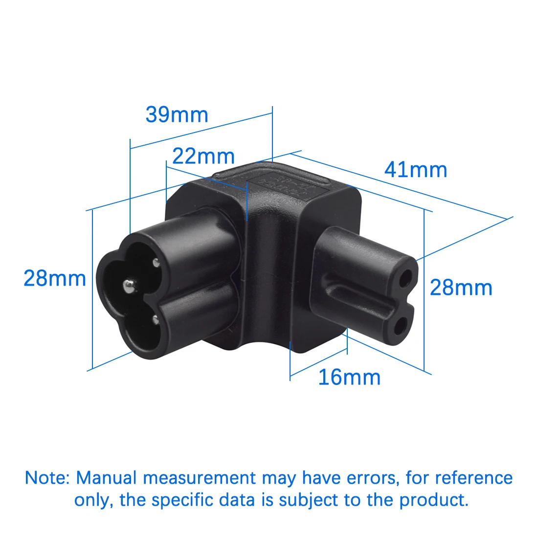 JORINDO IEC320 C6 TO C7 AC Power Conversion Plug L-shaped Upbend Design Plum Blossom male to Figure 8 Female Plug Adapter