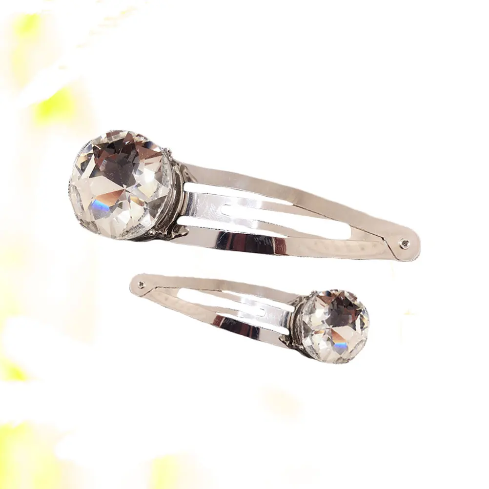 

2pcs Rhinestone Hair Clips Diamond Hairpins Stylish Bang Clips Alloy Bobby Pins Elegant Hair Decorations For Women White Durable