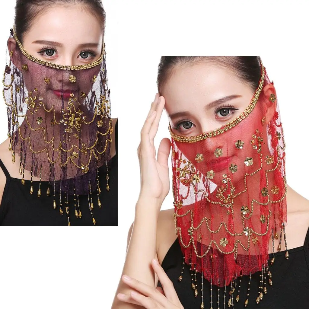 Indian Belly Dancer Accessories Chiffon Halloween Face Dress up Beautiful