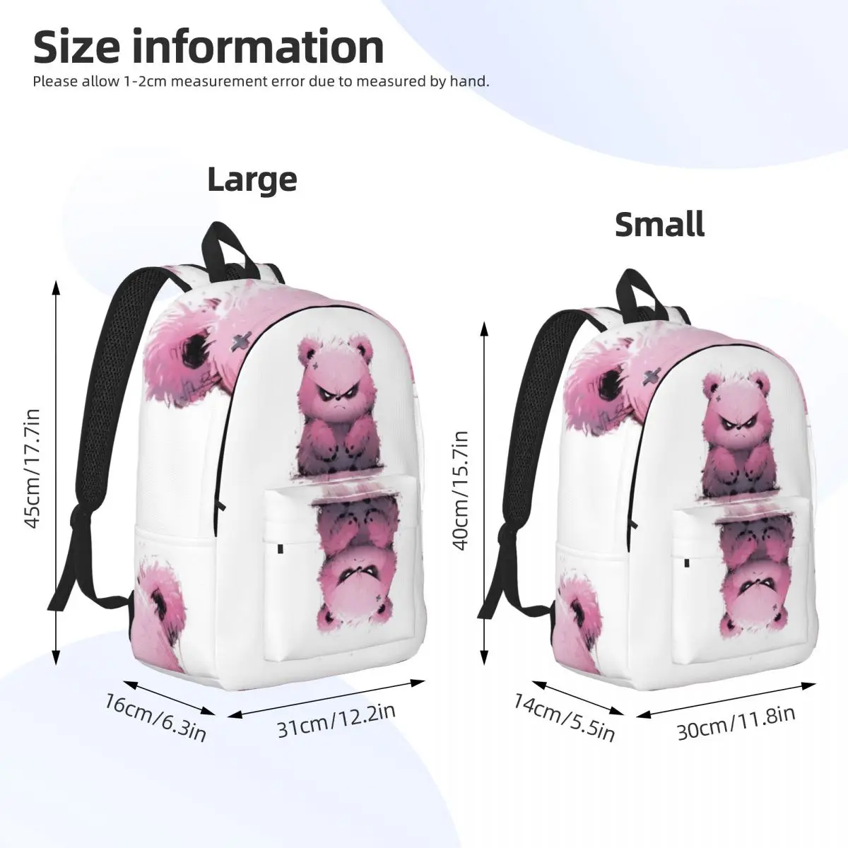 Angry Pink Bear Mochila moderna y versátil, adecuada tanto para hombres como para mujeres, muestra un encanto individual.