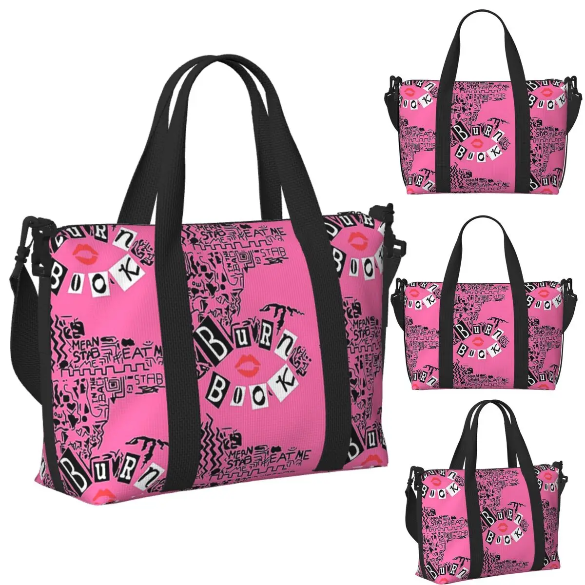 

Custom Burn Book - Mean Girls Beach Travel Bag Large Capacity Tote Bags for Gym Yoga Women Shopping Duffle Shoulder Bag