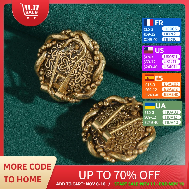 

Vintage White Turquoise Jewelry Earrings Round Flower Antique Gold Color Woman Elegant Gift Daily Formal Wedding Occasion 2025