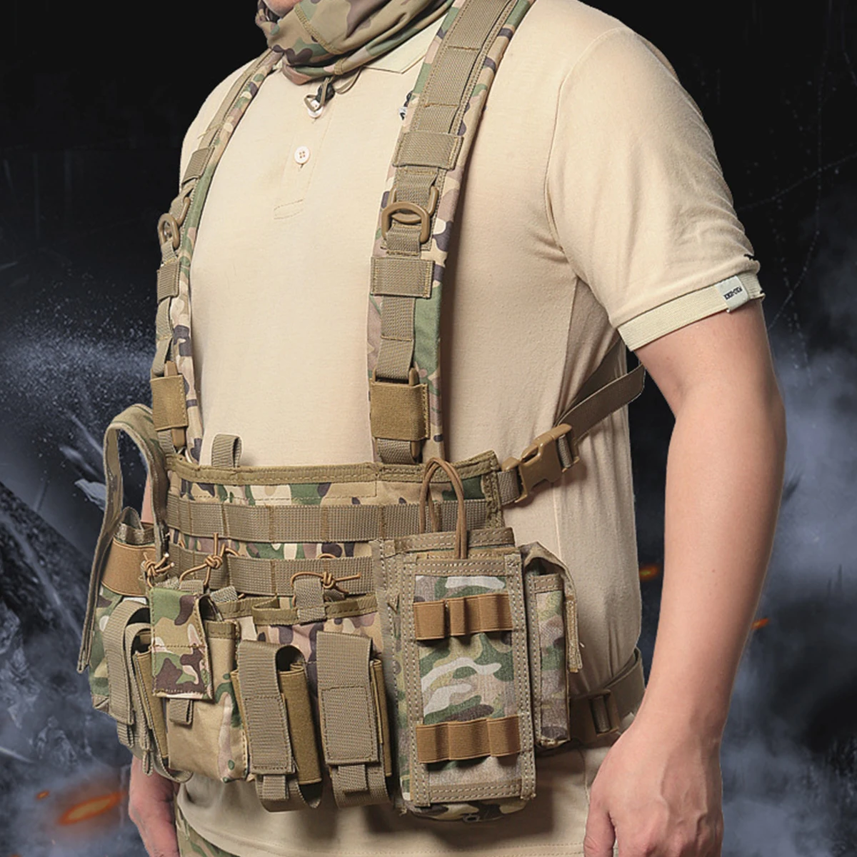 Combo Chest Rig Tactical Mag Vest Multifunctional Military Training Gear for Outdoor Sports Airsoft Shooting Field Operations 3