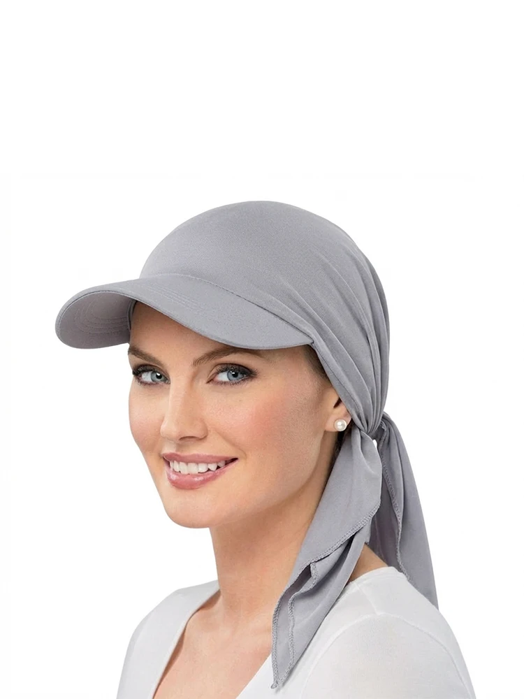 Vrouwen Klassieke Effen Kleur Tulband Hoed Outdoor Rand Zonnescherm Hoeden Gebogen Hoed Baseball Cap Zon Hoeden Hoofddoek Sjaal Femme - afbeelding 2