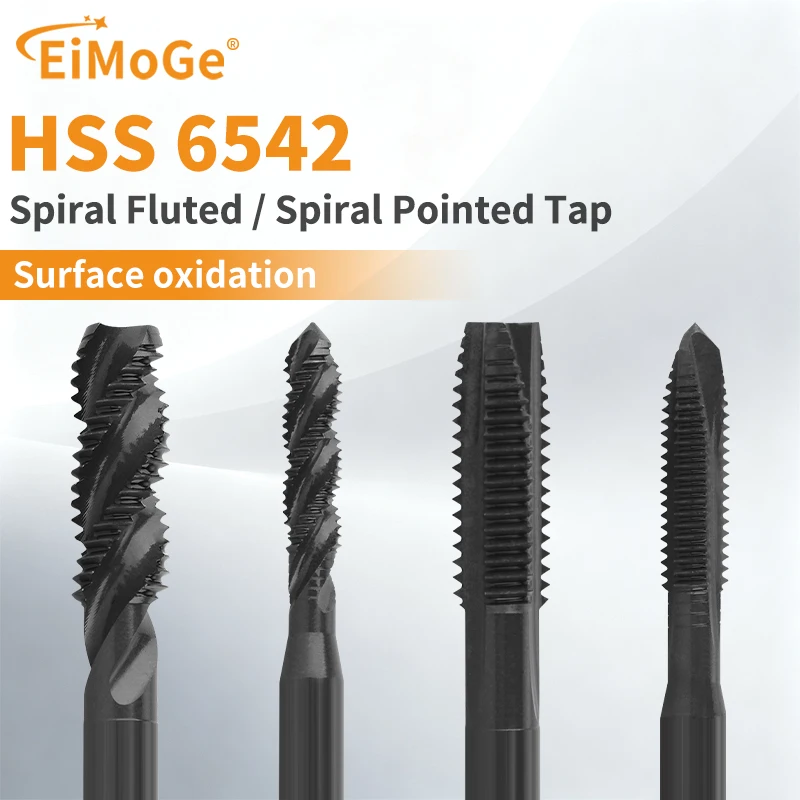 HSS 6542 OX/TIN Coated Spiral Flute & Spiral Point Machine Tap Set for Stainless Steel, Metric Thread Cutting Tools M2-M12