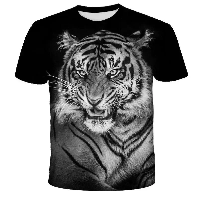 2026 New Style 3D Printed Tiger T Shirt Men Summer Loose Short Sleeve Tee Casual Half Sleeve Top Individuality Fashion