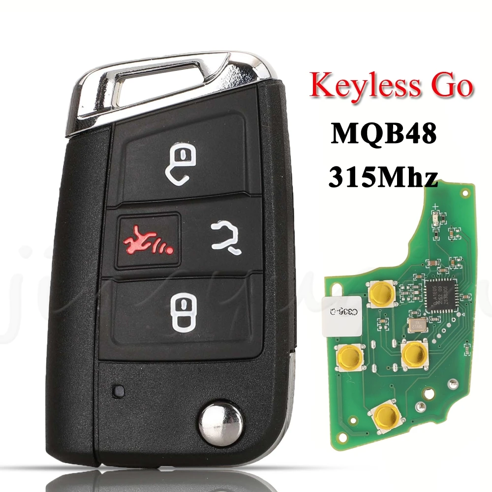 

Jingyuqin Keyless Go 4BTN автомобильный ключ 315 МГц MQB48 чип для Volkswagen VW Golf GTI Jetta Tiguan удаленный Aoto брелок для ключей с картой управления