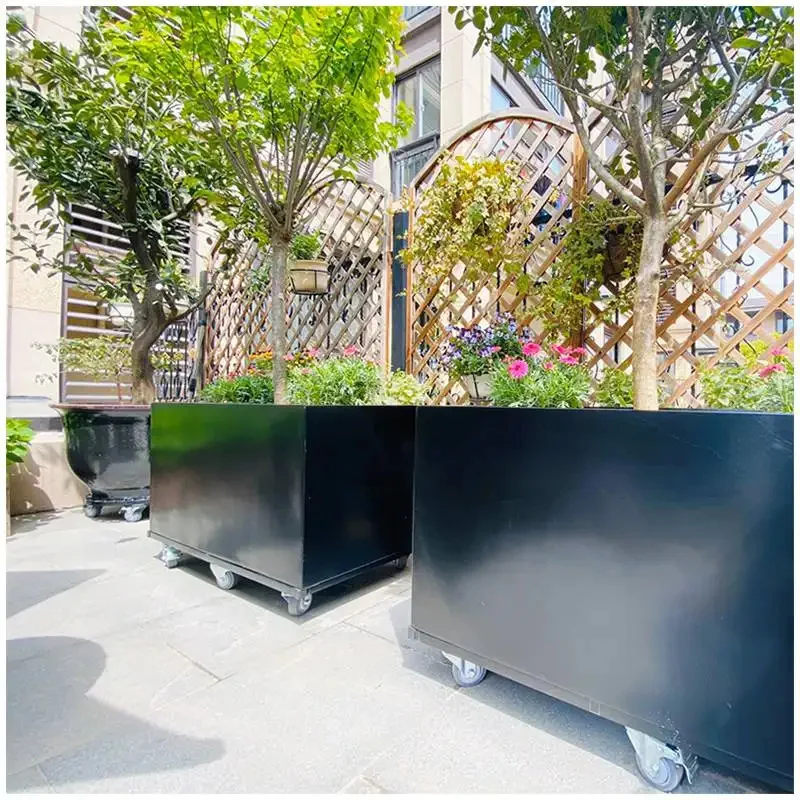 New Nordic Large Indoor Flower Pot Modern Minimalist Aluminum Rectangular Planter for Home Garden for Green Plants Living Room