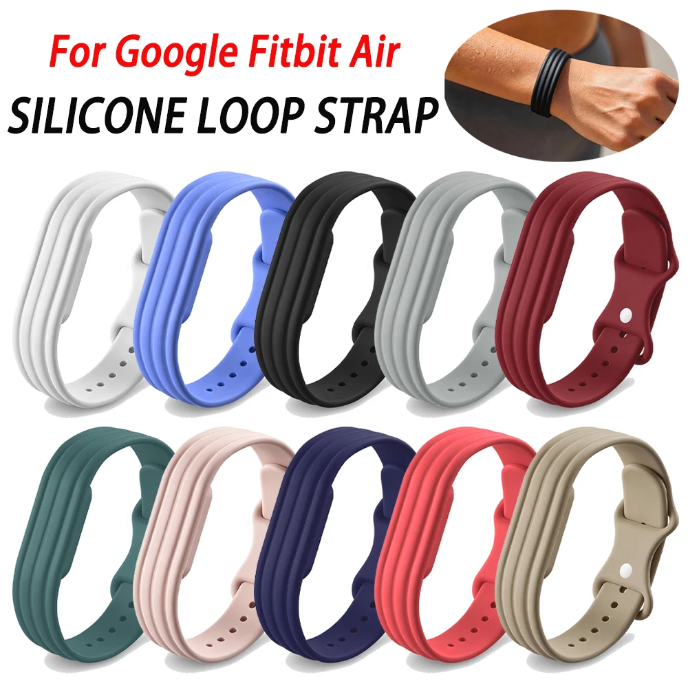 Single-Color Wristband Lightweight Waterproof Watchband Bracelet Sport Silicone Loop Strap For Google Fitbit Air Fitness Tracker
