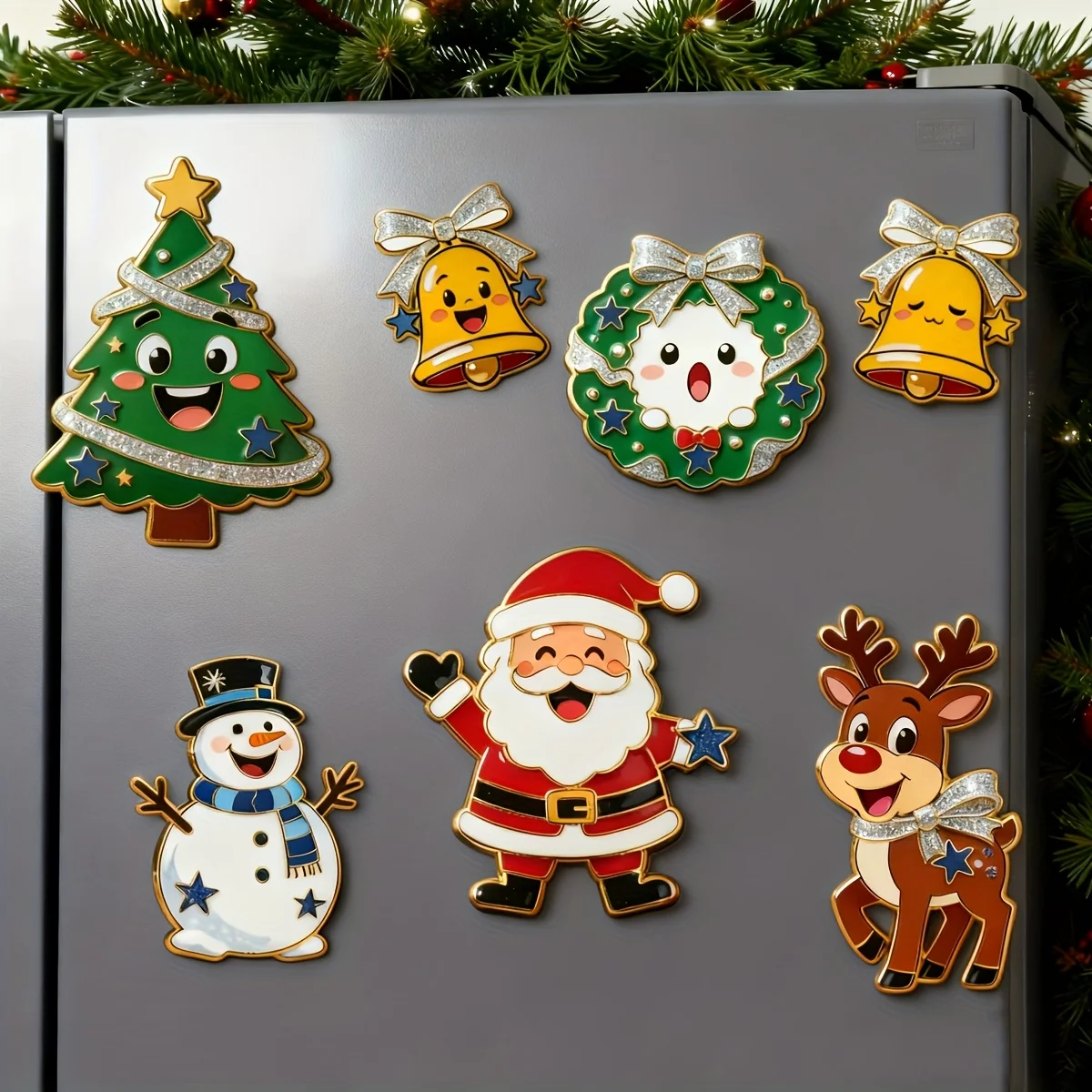 Christmas Fridge Magnets, HD Santa Tree Snowman Reindeer Bell, Acrylic Decor for Fridge Car Door, Black Friday Holiday Festive