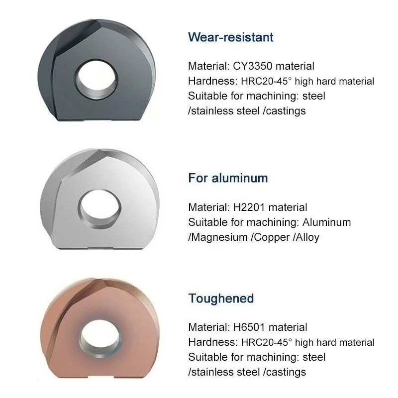 P3200 P3204 Ball Nose Inserts T2139 Ball Semi-circular Inserts R4 R5 R6 R8 R10 R12.5 R15 R16 for Aluminum D8 D10 D12 D16 D20 D25