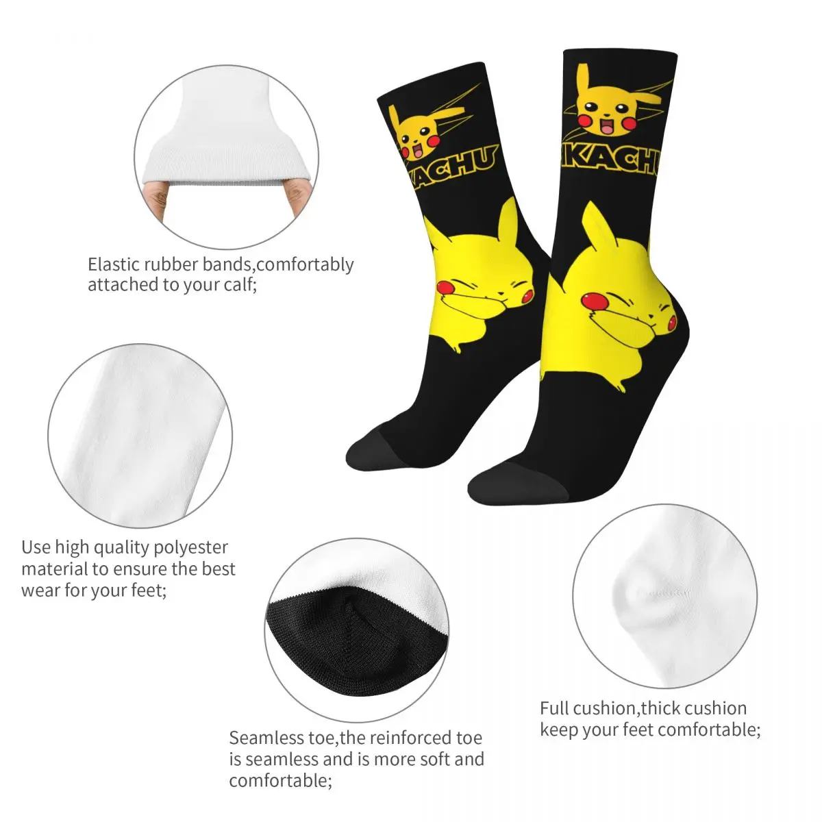 Happy Funny Men\'s compression Socks Popular Anime Retro Harajuku Pikachu Street Style Novelty Pattern Crew Crazy Sock Gift