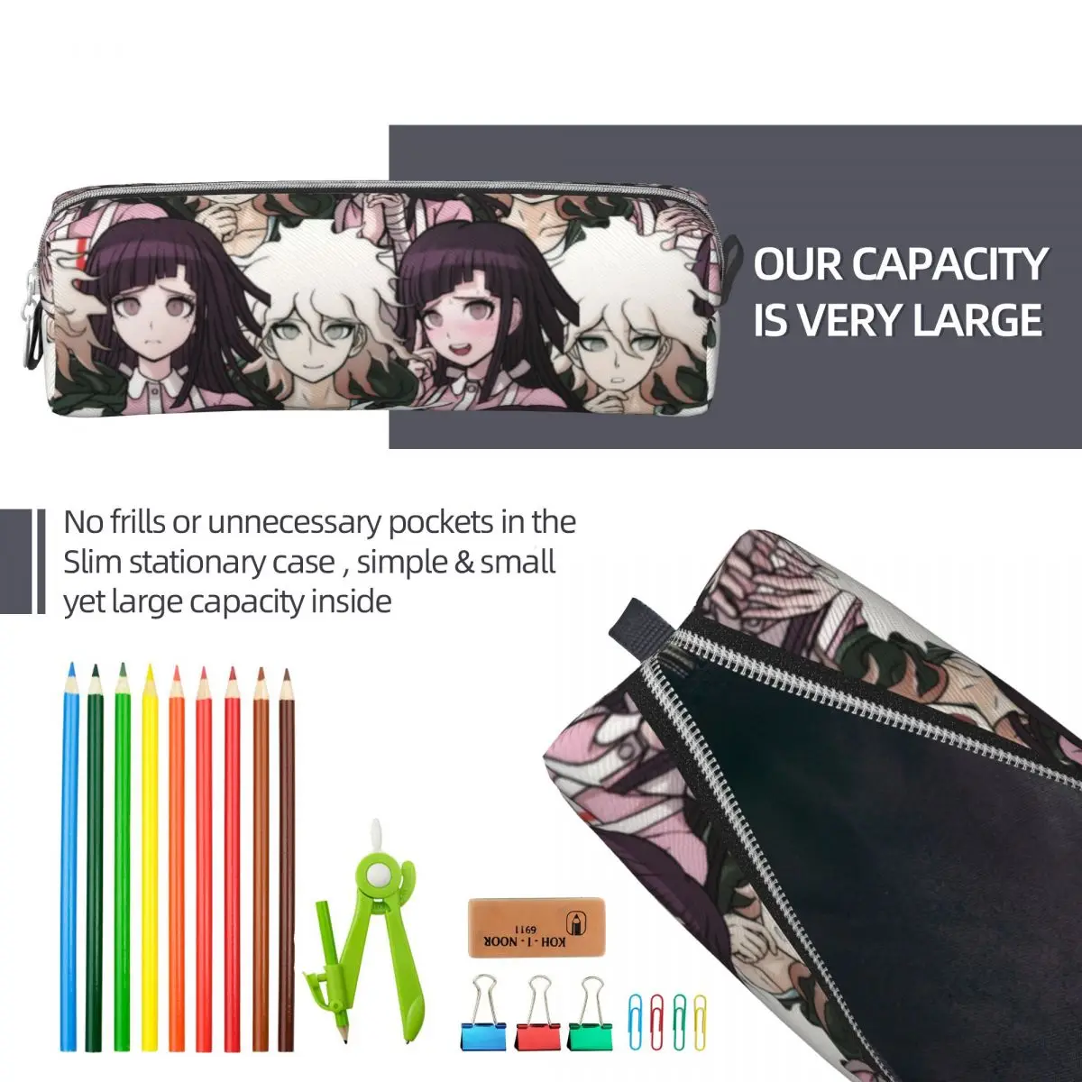 Nagito Komaeda Mikan Tsumiki Pencil Case Danganronpa Anime Pencil Pouch Pen Box for Student Big Capacity Bag School Supplies