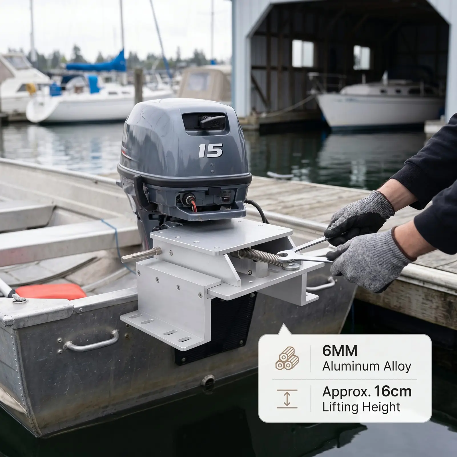 Boat Jack Plate Manual Adjustable 6in Aluminum Alloy for Outboard Engines Under 30 Horsepower Outboard Motor Manual Jack Plate
