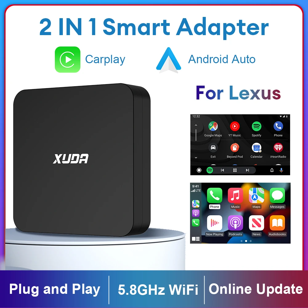 XUDA Wireless CarPlay Android Auto Wireless Adapter Smart Mini Box Plug And Play For Lexus ES 200 300 RX NX UX GX LX IS LS