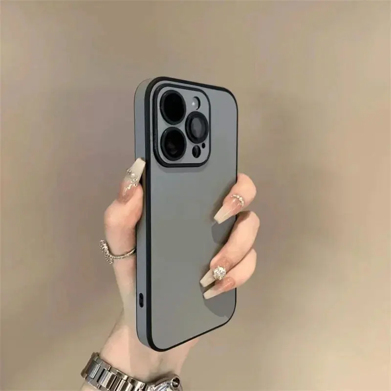 Luxuriöse Handyhülle aus mattem Cortex-Leder für iPhone 11, 12, 13, 14, 15, 16, Pro Max Plus, Linsenschutz, stoßfeste Stoßstangenhüllen – Detail 10