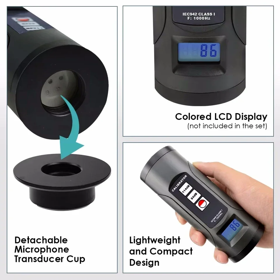 1/2 Inch 1 Inch Backlight SPL Level Measuring Instrument 94dB 114dB Noise Decibel Tester Microphone Sonometer Calibrator