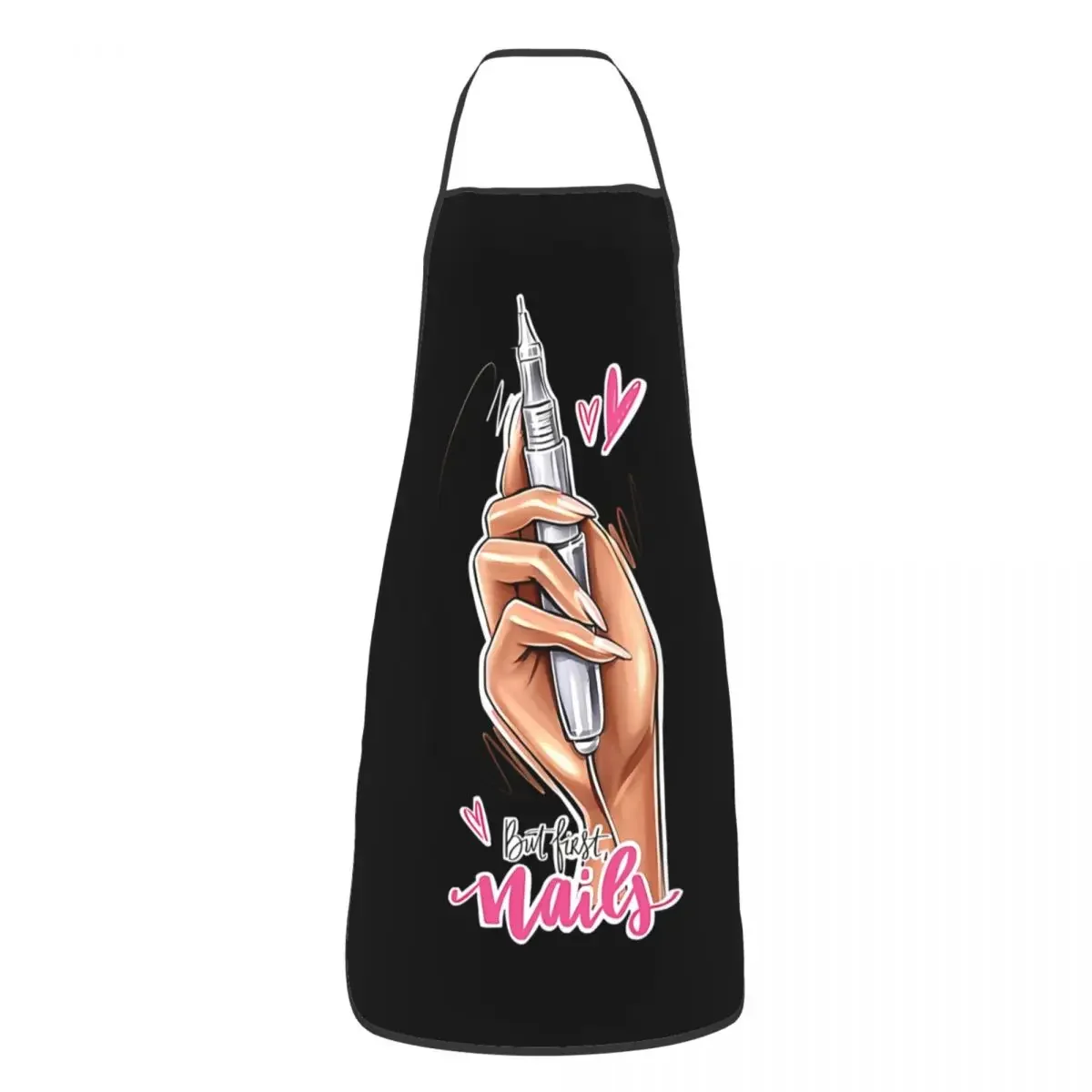 Unisex But First Nails Bib Apron Adult Women Men Chef Tablier Cuisine for Cooking Kitchen Nail Polish Kitchen Baking