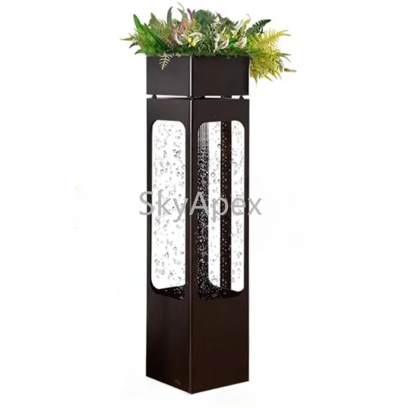 

Light Luxury Large Floor to Ceiling Flowing Water Fountain Circulating Modern Living Room Entrance High End Decor Furnishing