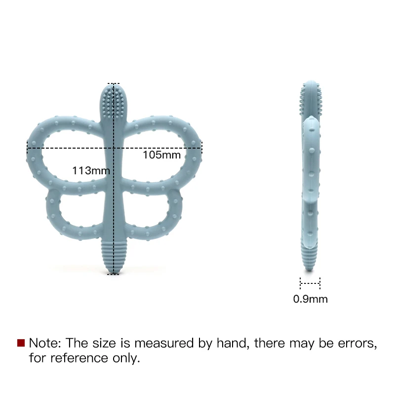 Giocattoli per la dentizione della farfalla del bambino BPA gratuito a forma di animale carino Massaggiagengive in silicone morbido Facile da impugnare Giocattolo da masticare infantile Accessori per neonati